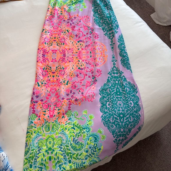 Lilly Pulitzer Bellalyn Satin Midi Slip Dress in Sunshine Vibes Engineered XS - Picture 3 of 4